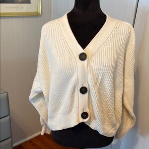 LOFT Cream Cardigan Sweater with Batwing Sleeves